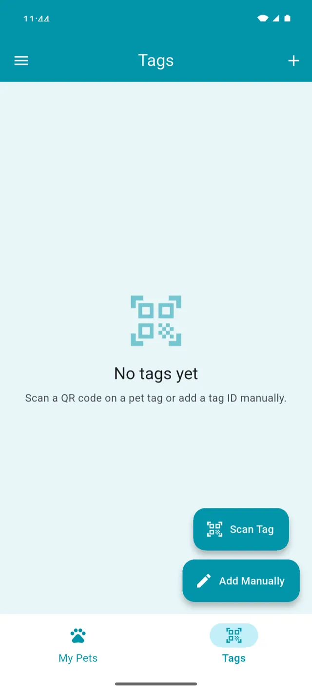 The Tags tab listing the tags on the account.